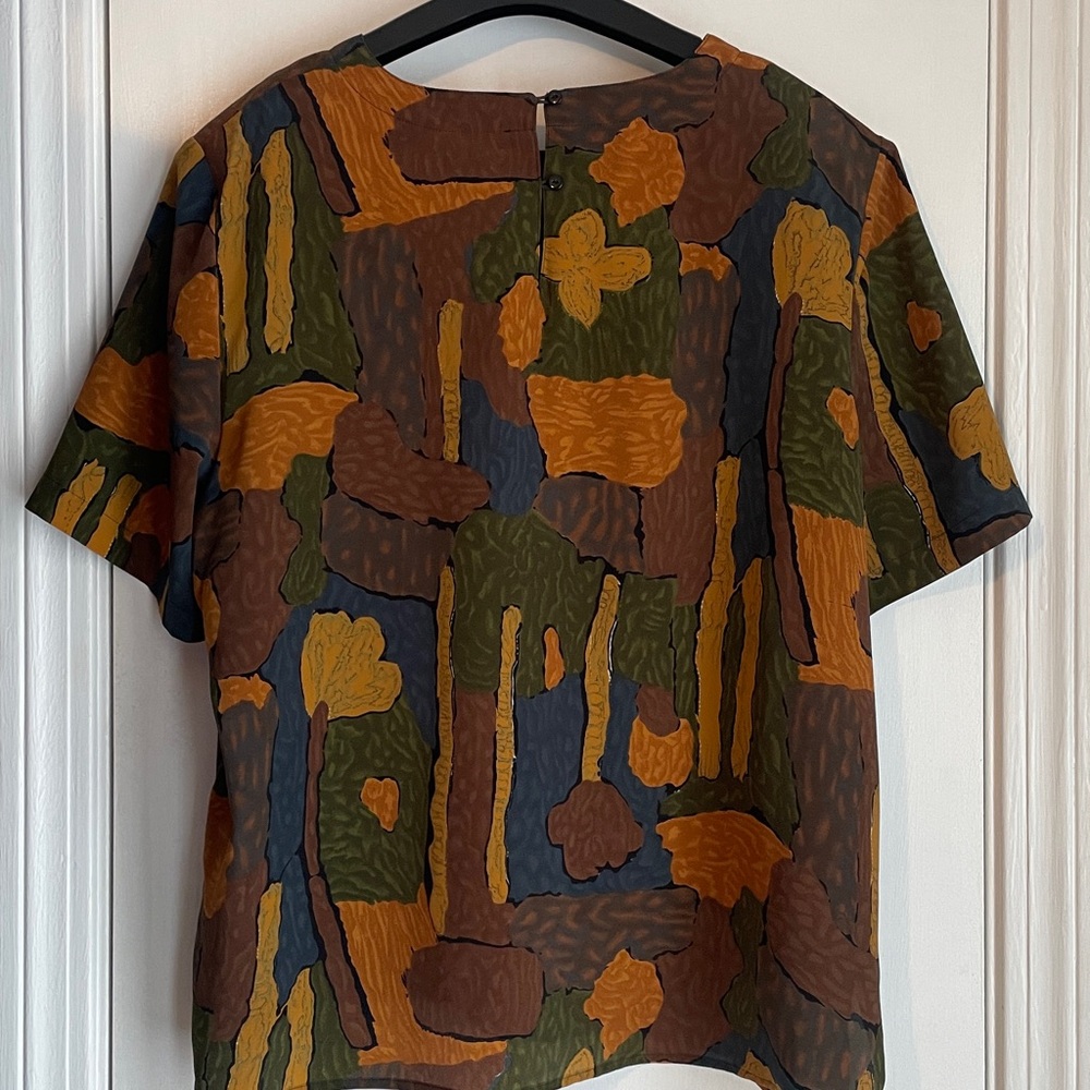 Vintage Modern Essentials Abstract Patterned Short Sleeve Top XL - Picture 2 of 6